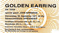 Golden Earring show ticket September 22, 1977 Appenweier (Germany)